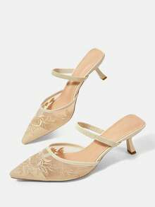 CUCCOO HITCHD Ladies Elegant Floral Pointed Stiletto High Heel Shoes - Yellow - View 6
