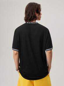 Atasan Pria Slogan Casual - Hitam - View 3