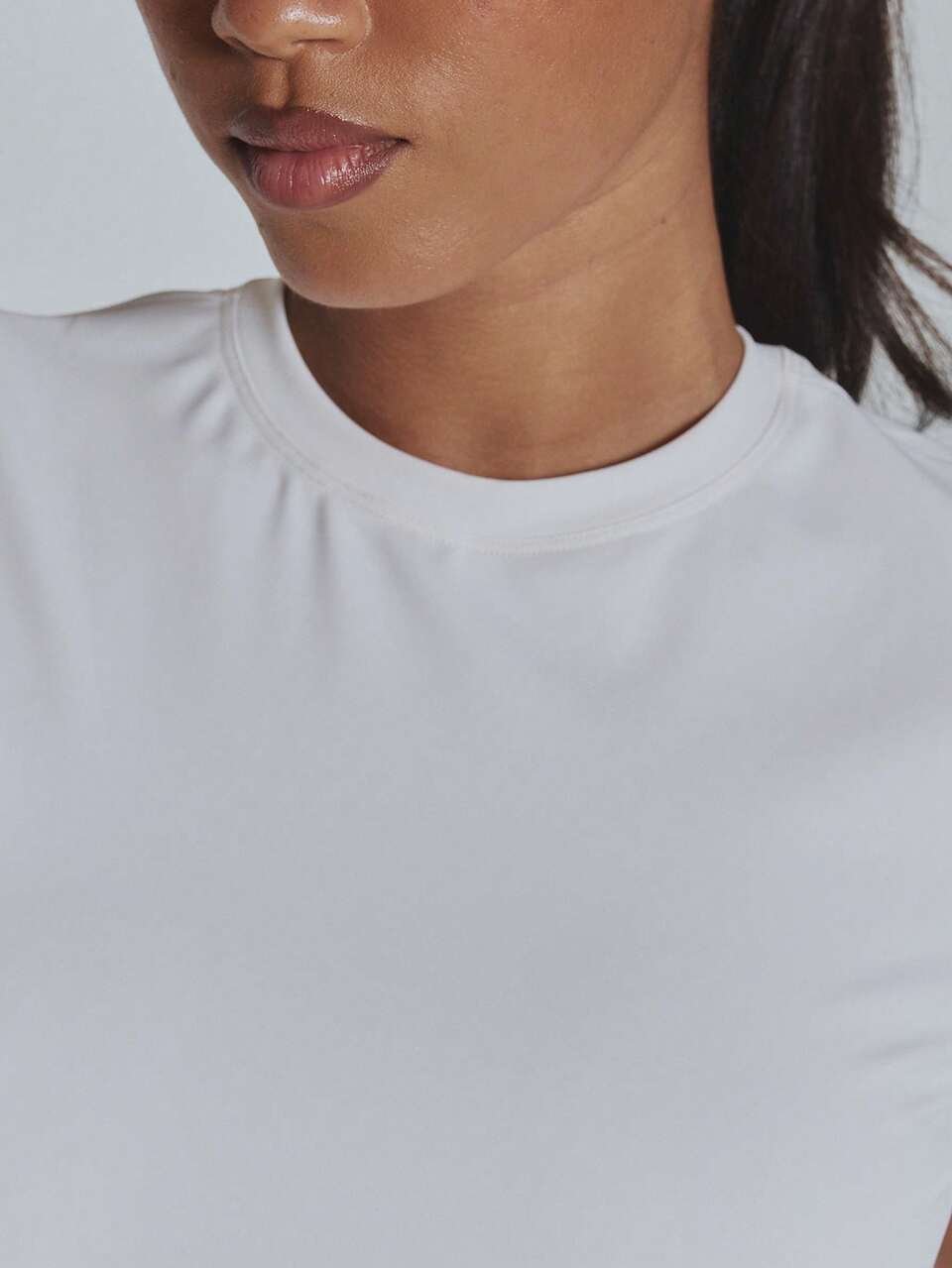 White Soft Touch Super Fitted Crewneck Sports Tee Gym Cute Pilates Fitness Daily