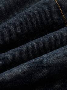 Falda vaquera informal con bolsillos y dobladillo con volantes para niña preadolescente - Azul - Ver 4