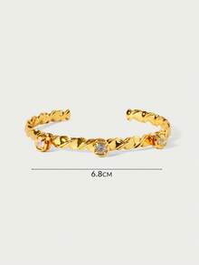 Glisma 18k Gold Plated Gem Twisted Simple Delicate Bracelet,Premium/Old Money/Classy,Summer/Beach/Prom/Party,Layered/Gemstone/Beaded/Crystals,Sexy/Vintage,For Mom/Women/Girl/Mother - Yellow Gold - View 6