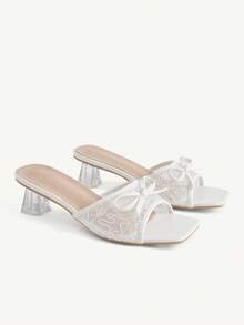 CUCCOO HITCHD Women's Shoes Fashion Open-Toed Transparent High-Heeled Sandals Women's Elegant Romantic And Comfortable Temperament Versatile Thick-Heeled Cool Slipp - Curved white - View 2