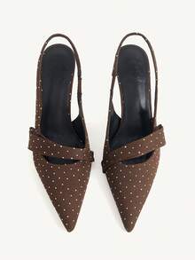 CUCCOO CHICEST Women's Coffee-Colored Pointed Toe Low Heel Slingback Pumps, Elegant Versatile Spring/Summer Daily Commute Wear Fall Shoes - dark brown - View 3