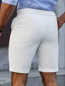Manfinity Mode Men's White Casual Straight Leg Shorts, Fashionable And Versatile - White - View 2