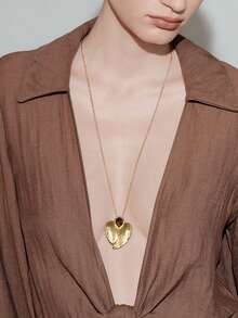 Noxbound 18k Gold-Plated Tiger Stone Inlaid Texture Retro Pendant Necklace - Yellow Gold - View 1