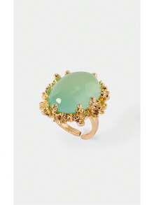 Noxbound Vintage Oval Cat's Eye Exaggerated Ring 18K Gold Plated Textured Resin Earrings Jewelry - Multicolor - View 15