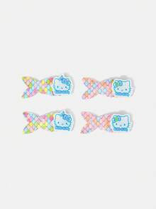 HELLO KITTY AND FRIENDS | SHEIN 4Pcs Sequined Fishtail Mermaid Hairpin Edge Clip Bangs Clip - Multicolor - View 6
