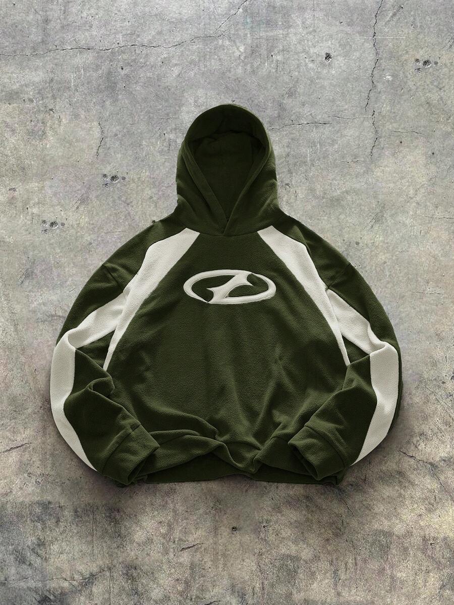 AXEPEAK Sudadera con capucha de manga larga estilo casual deportivo de carreras con bloques de color y patchwork dividido - Multicolor - Ver 1
