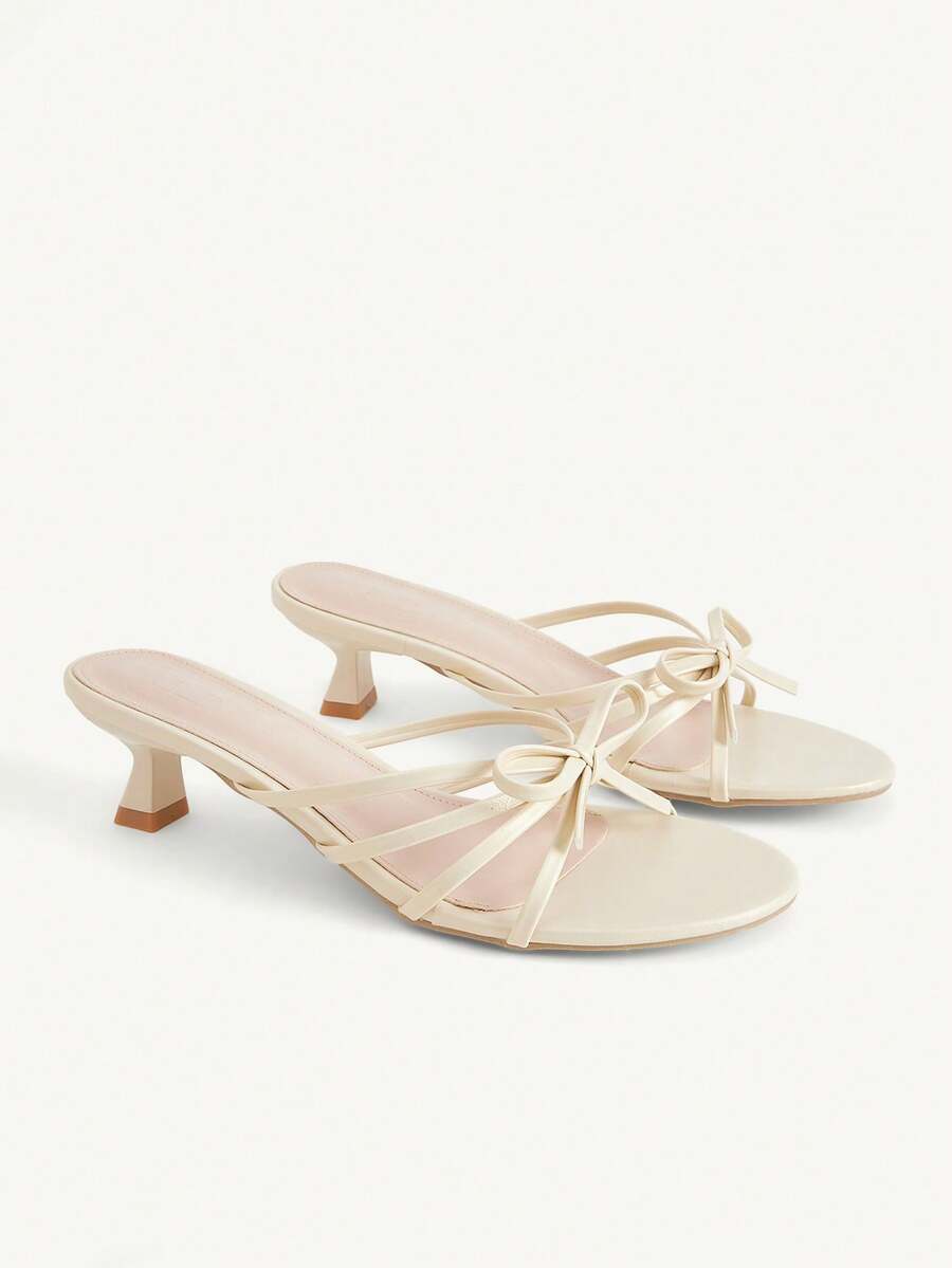 CUCCOO CHICEST Spring And Summer New Light Multi-Color Patent Leather Bow Thin Strap Sandals Versatile Vacation - Light apricot - View 1