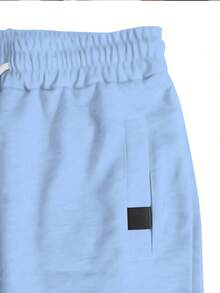 Manfinity Homme 男士休閒抽繩腰口袋短褲，適合度假與日常穿著 - 淺藍色 - 查看 3
