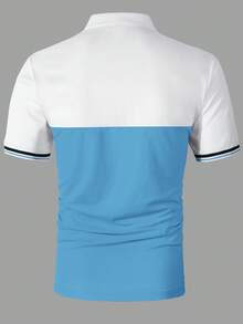 Calvornis 男士短袖拼色領領 Polo 衫，適合居家、外出與聚會 - 彩色 - 查看 2