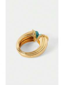 Noxbound 18K Gold Ring Niche Personalized Ring - Gold-Turquoise - View 8