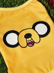 ADVENTURE TIME X PETSIN 1件可愛機器狗字母劍印花寵物背心 黃色 溫柔透氣 防掉毛 無袖寵物衣服 - 黃色 - 查看 3
