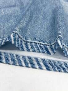 Resyla Women's Light Wash Faux Denim Mini Skirt With Side Bow Ties, Casual Streetwear For Summer - Multicolor - View 3