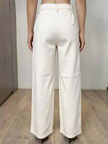 DAZY Women's High Waist Solid White Loose Straight Wide Leg Long Pants For Commuting Summer Autumn Date Casual - White - View 2