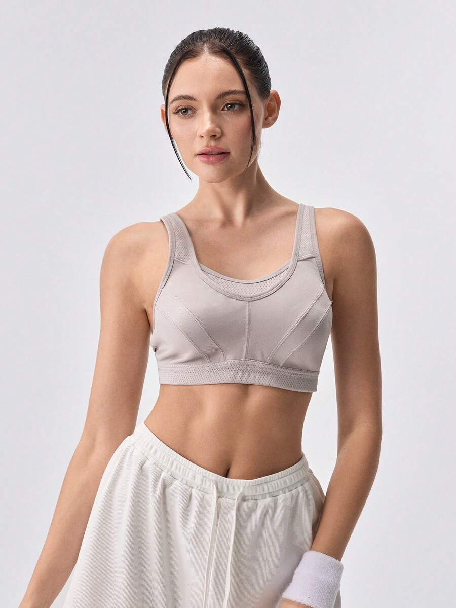 Loungeista WINGSLOVE Plus Size Women High Impact Sports Bra, Wireless & Unpadded Full Coverage, Wide Strap & U-Back Design, Breathable & Comfortable For Running, Gym Workout - Grey - View 1