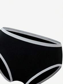 SHEIN 8件組女款青少年純色極簡棉質舒適柔軟黑色三角內褲，四季適用 - 彩色 - 查看 5