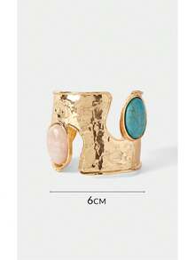 Noxbound A Bohemian Gothic Western Denim Exaggerated, Asymmetric Bracelet - Turquoise powder crystal bracelet - View 8