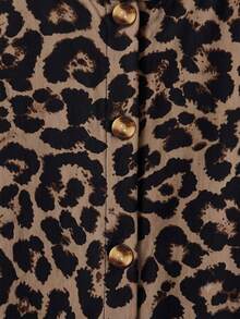 Freevana Top de tirantes de talla grande con estampado de leopardo y abotonadura sencilla - Multicolor - Ver 5