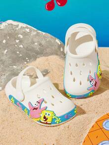 SpongeBob SquarePants | SHEIN 可愛卡通兒童園藝拖鞋，透氣快乾，輕量耐用 EVA 材質，適合室內外場地 - 白色 - 查看 8
