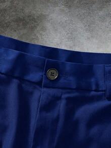 GENTILAND Men's Solid Color Button Casual Versatile Daily Travel Shorts - Navy Blue - View 5