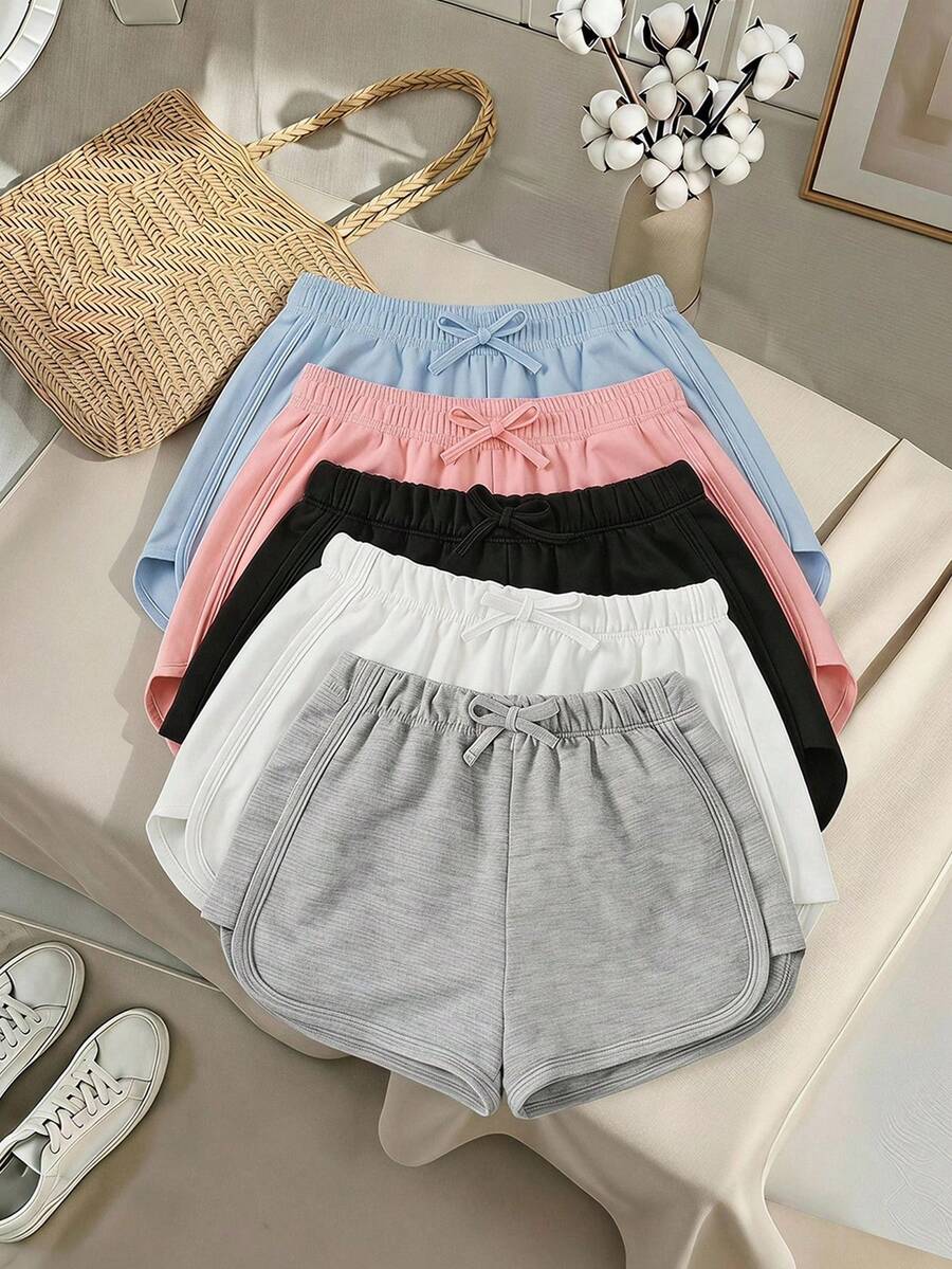 Tween Girls Casual Street Style Minimalist College Colorblock Multi-Color Multi-Piece Shorts Set - Multicolor - View 1