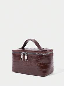 SHECARRY Ladies Fashionable Elegant Simple Brown Crocodile Pattern PU Handbag, For Daily Dating Party Afternoon Tea - 咖啡色1 - 查看 3