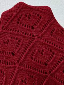 SHEIN Clasi Cárdigan de punto calado con hombros caídos talla grande - Rojo - Ver 15