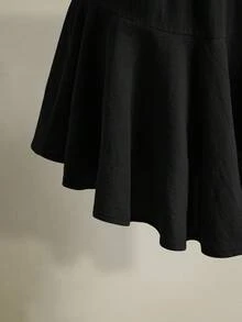 SHEIN ICON 女款大尺碼簡約休閒傳統百搭綁帶優雅洋裝，黑色夏季度假早午餐正式場合適用 - 黑色 - 查看 6