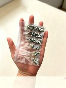 DMC Round SS6- SS50 2mm-10mm Clear And Crystal AB High Quality Hotfix Stones Hot Fix Rhinestone Glitter Flatback Crystal Strass Iron On Rhinestones For Garment Sewing & Fabric Dress Bag Shoes Decorations - Black and White - View 6
