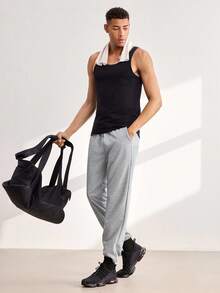 Driftmere Men's Drawstring Waist Loose Wide Leg Casual Sweatpants, Autumn/Winter Spring Sports Fall - Light Grey - View 6