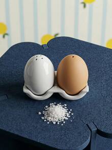 Joivida 1Pc/2Pcs New Egg-Shaped Ceramic Seasoning Pepper Powder Jar Seasoning Bottle For Home Kitchen, A Creative Set Of Sprinkling Jars - Multicolor - View 1