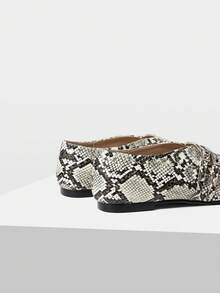 Mnmlis Women's Shoes Spring And Summer Double Buckle With Square Toe Flat Bottom Mary Jane Shoes - Gray snake pattern - View 3