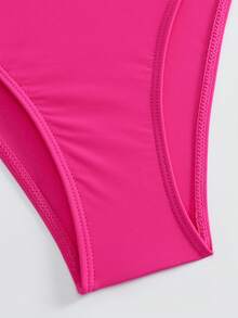 Bonvoyette Swim Oasis 女款夏季純色細肩帶海星裝飾長洋裝與連身泳衣兩件套 - 玫紅色 - 查看 6