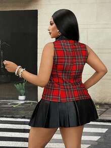 Maweii Plus Size Women's Plaid Fashion Versatile Casual Daily Top - Multicolor - View 2