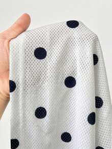 Coolane Women's Summer Streetwear Sporty Sportswear Going Out Everyday Back-To-School Breathable Mesh White With Black Polka Dots Jersey Tees - Black and White - View 7