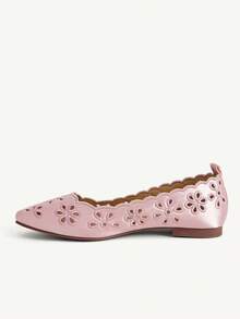 CUCCOO CHICEST 舒適女款刺繡鏤空方頭平底鞋，透氣一腳蹬休閒樂福鞋，適合度假、旅行、上班穿著 - 粉色 - 查看 5