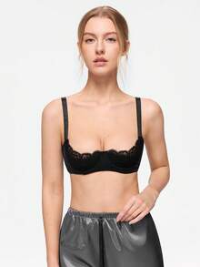 Bonmuse Women's Sexy European And American Lace Sponge Padded Push-Up Bra, Prevent Sagging Underwire Bra - Black - View 6