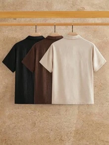 HIMLAND 男士純色休閒通勤短袖 Polo 衫 - 彩色 - 查看 2