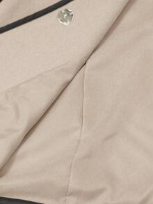 EMERY ROSE Women's Autumn/Winter Fashion Contrast Trim Overcoat - Khaki - View 10