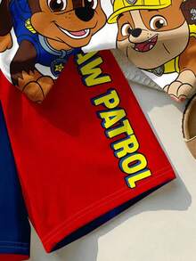 SHEIN | PAW Patrol 小男孩休閒簡約款，柔軟舒適，經典可愛卡通動畫圖案印花，可愛小狗圓領短袖T恤與短褲2件組，適合春夏季 - 彩色 - 查看 8