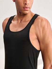 Driftmere Men's Muscle Shaping Fitness Sleeveless Tank Top, Bodybuilding Sports Vest Black Summer - Black - View 5