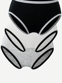 SHEIN 8件/包 女款青少年女孩純色黑灰白極簡棉質舒適柔軟三角內褲，四季適用 - 彩色 - 查看 3