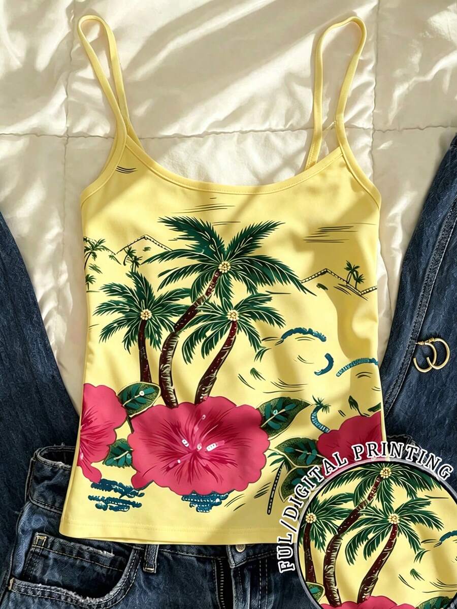 SHEIN 女士修身短款吊带背心 - 白色 - 查看 1