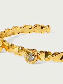 Glisma 18k Gold Plated Gem Twisted Simple Delicate Bracelet,Premium/Old Money/Classy,Summer/Beach/Prom/Party,Layered/Gemstone/Beaded/Crystals,Sexy/Vintage,For Mom/Women/Girl/Mother - Yellow Gold - View 4