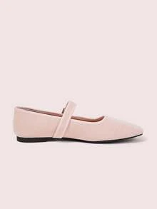 CUCCOO DOLLMOD Women's Shoes, Pink Corduroy Texture, Mary Jane Flats, Breathable Square Toe Head Ballet Shoes - Baby Pink - View 5