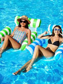 Inflatable Drainage Floating Chair/Recliner/ Hammock With Backrest, Foldable Inflatable Pool Chair For Summer, Suitable For Spas, Pools, Beach Parties, Multi-Functional Floating Chair For Summer Outdoor Water Entertainment During Vacations - multicolor - View 2