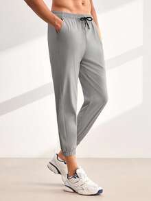 Driftmere Men's Sports Pants With Elastic Cuffs, Lightweight Breathable Fabric, Good Drape, Stretchy, Slim Fit Fall - Light Grey - View 5
