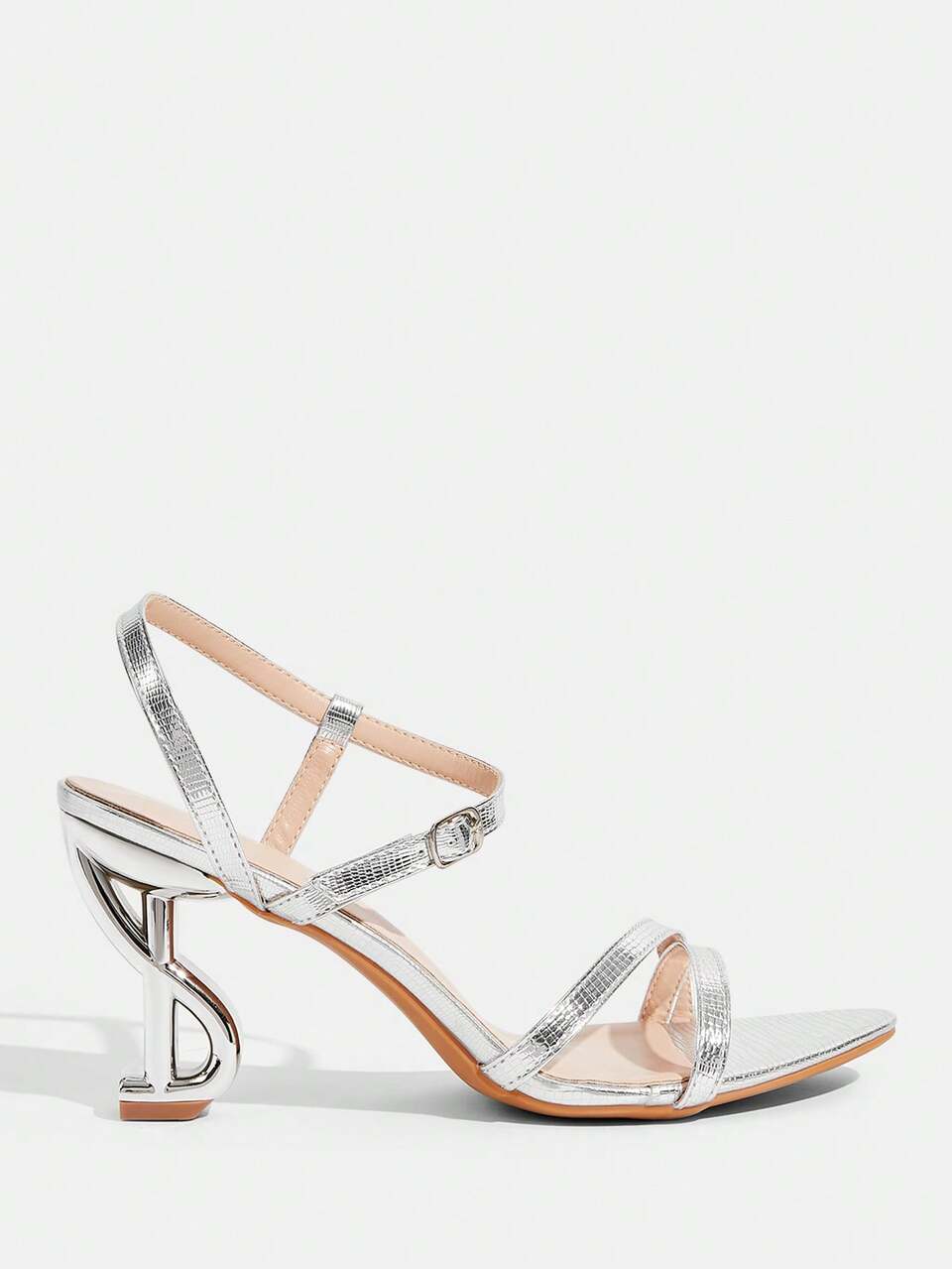 CUCCOO TILAWA Summer Buckle High-Heeled Sandals, Cross-Strap Special-Shaped Heels, Fashion Party Dating Outer Wear Women's Shoes French High-End Sense