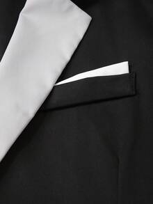 Manfinity Mode 男士缺口領灰色與黑色拼接成熟休閒商務西裝 - 彩色 - 查看 5